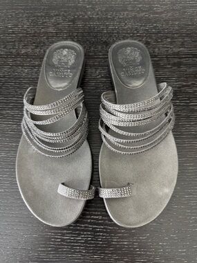 Vince Camuto Silver Multi-Strap Toe-Ring Sandals
